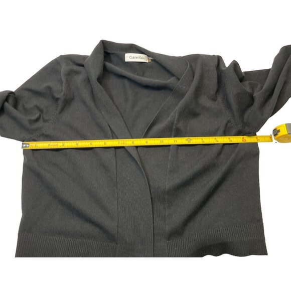 Calvin Klein Juniors Black Cardigan Sweater Size Large Open Front Cropped - Picture 4 of 10